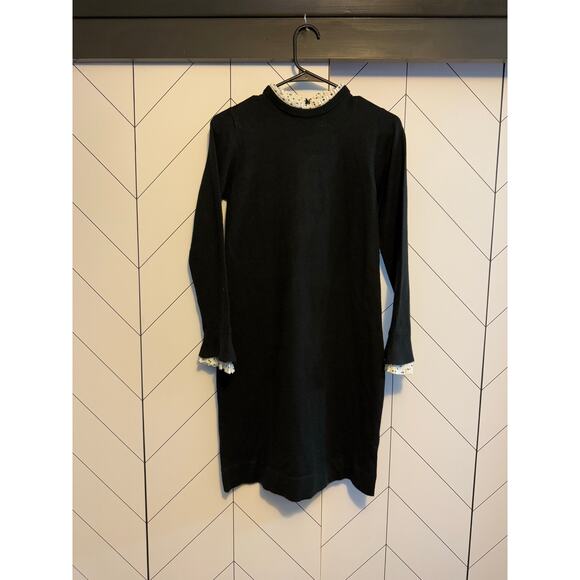 Vince Camuto Womens XS Black White Ruffle Polka Dot Trim Wednesday Addams Dress - Picture 3 of 9